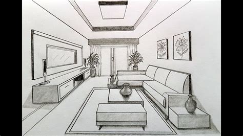 one point perspective living room drawing|How to Draw a Room Using One Point Perspective.